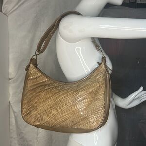 Palizzio Snakeskin and Leather Zip Shoulder Bag